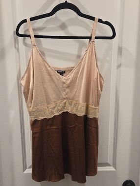 torrid Two-Tone Satin Lace Cami - Blush & Brown
